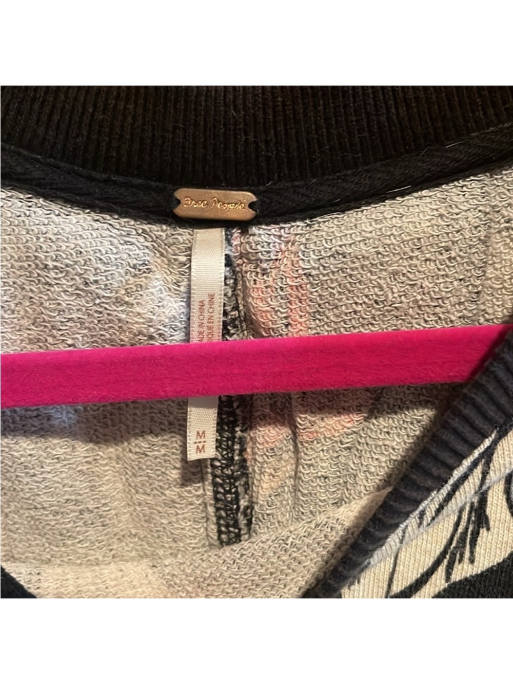 Free People Black Long-Sleeve Top with Pink & Cream Floral Print - Picture 3 of 4